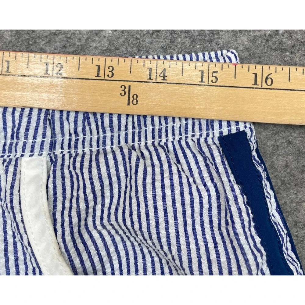 Andrew Christian Seersucker Stripe Swim Shorts Blue White Large